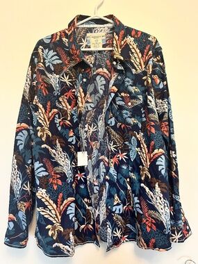 NWT Panhandle Rough Stock Shirt Womens XXL Long Sleeve Pearl Snap Western Hawaii